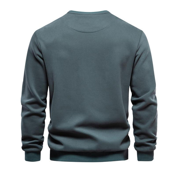 Men's Loose Solid Color Chest Pocket Round Neck Long Sleeve Sweatshirt 15670205Y