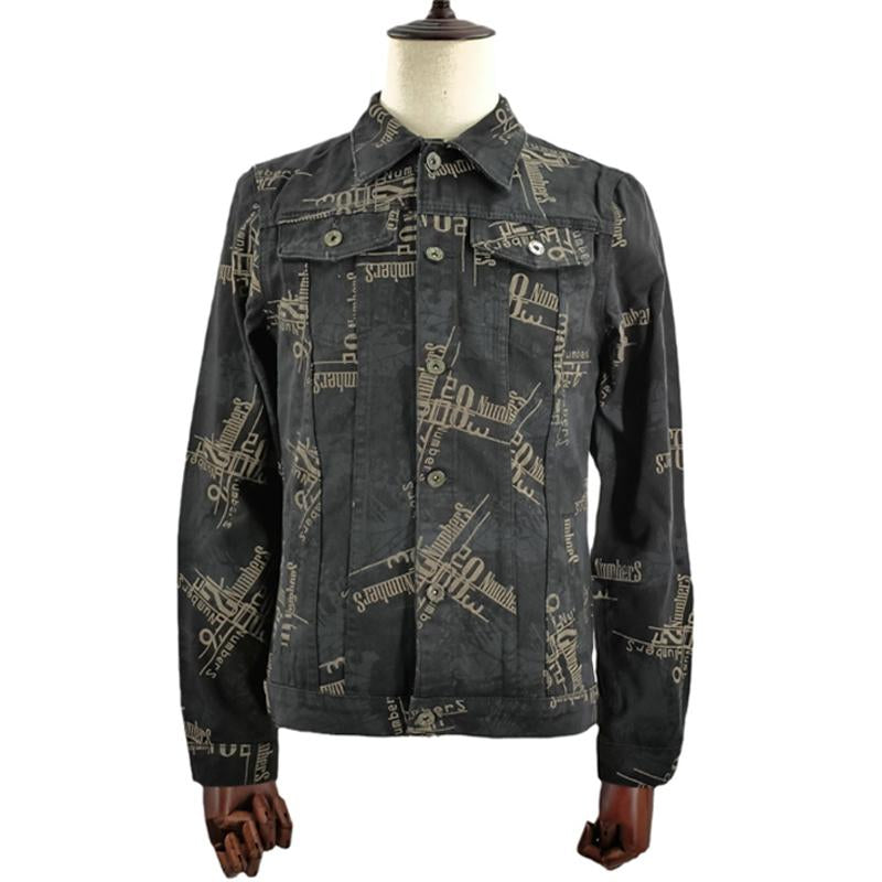 Men's Vintage Lapel Denim Print Jacket 84041459X