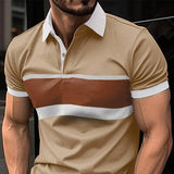 Men's Striped Print Casual Polo Shirt 17648518X