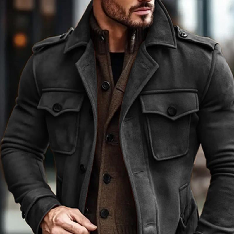 Men's Solid Color Slim Fit Mid-length Coat 74376977X