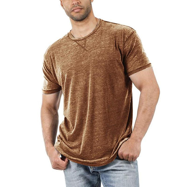 Men's Casual Round Neck Solid Color Basic Short-Sleeved T-Shirt 04334936M