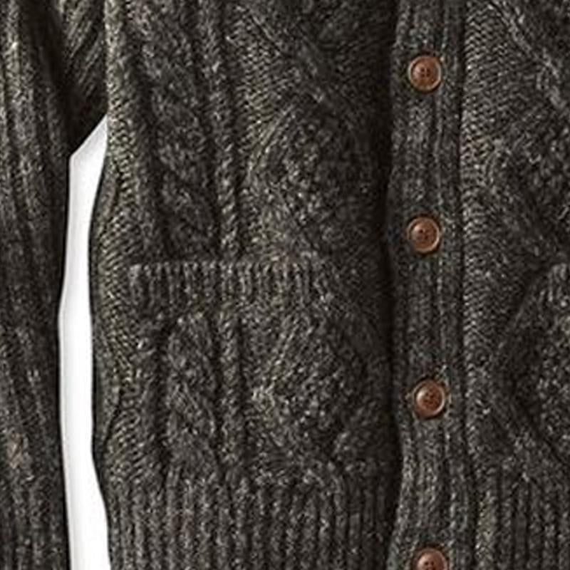 Men's Vintage Cable Lapel Single Breasted Knitted Cardigan 49152247M