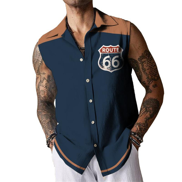 Men's Casual Colorblocked Route 66 Sleeveless Tank Top 18700439TO