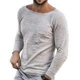 Men's Casual Boat Neck Thin Long-Sleeved Knitted Pullover Sweater 71878819M