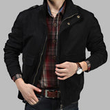 Men's Casual Cotton Washed Stand Collar Zipper Jacket 68254843M