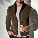 Men's Vintage Casual Paneled Suede Zipper Jacket 26148646TO