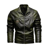 Men's Vintage Motorcycle Style Plush Warm Leather Jacket 28670585Y