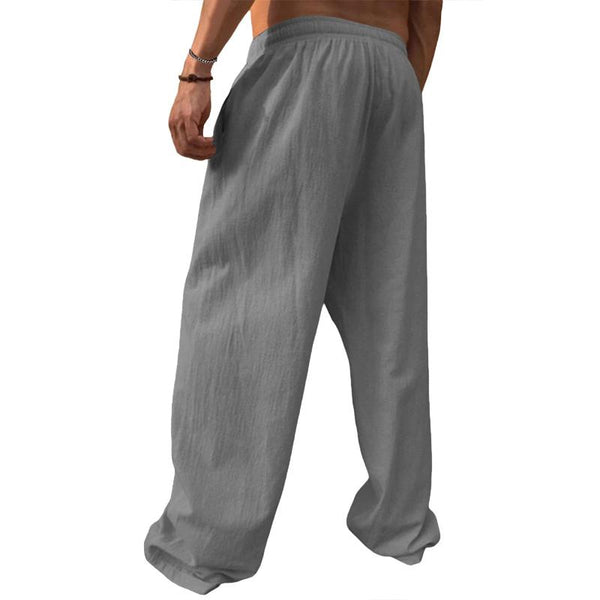 Men's Casual Loose Solid Color Drawstring Trousers 66602969Y