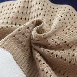 Men's Casual Contrast Lapel Hollow Short Sleeve Polo Shirt 44804390M