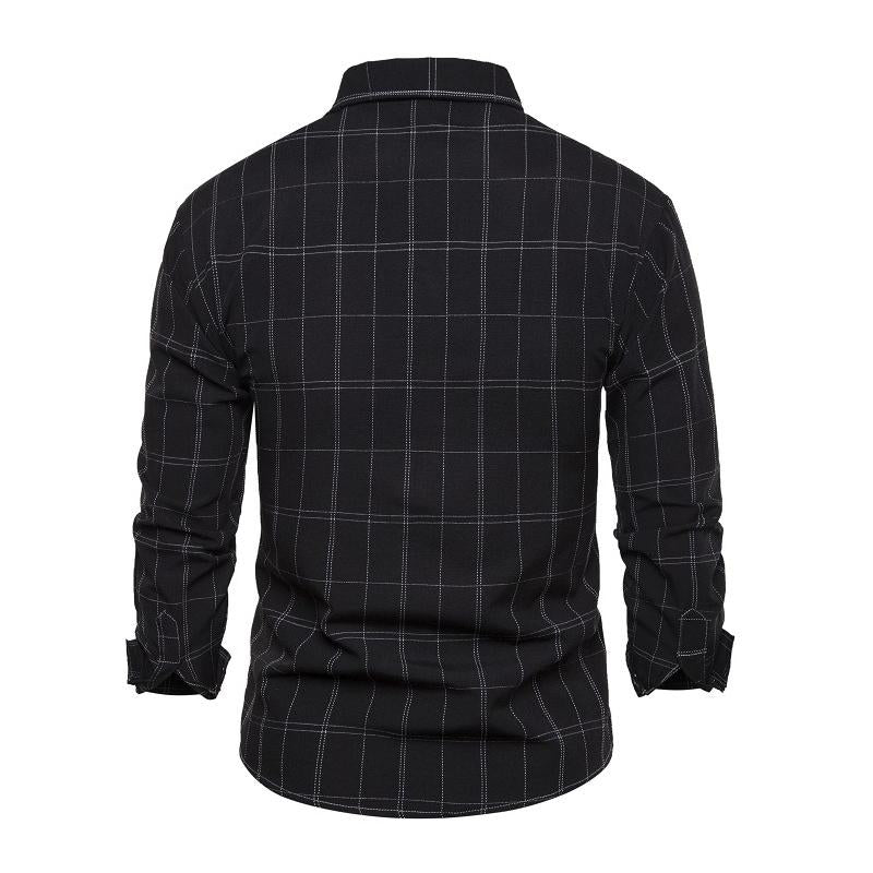 Men's Casual Plaid Chest Pocket Lapel Long Sleeve Shirt 52493953Y
