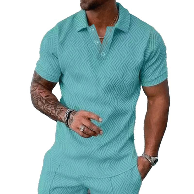 Polo informal de manga corta con solapa de color liso para hombre 94739982Y