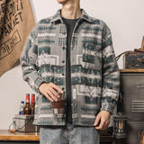 Men's Loose Printed Lapel Shirt Jacket 16367950X
