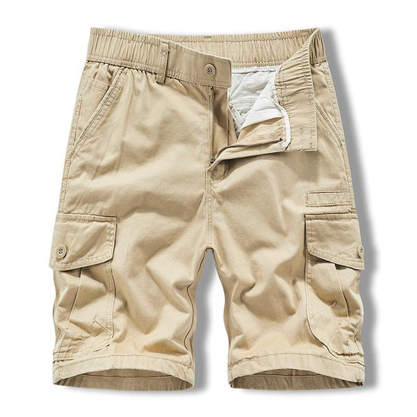 Men's Casual Outdoor Cotton Multi-Pocket Elastic Waist Cargo Shorts 59588958M