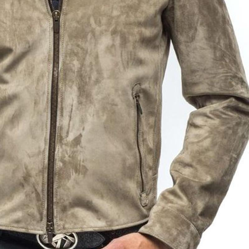 Men's Vintage Suede Stand Collar Zip-Up Jacket 10310989U