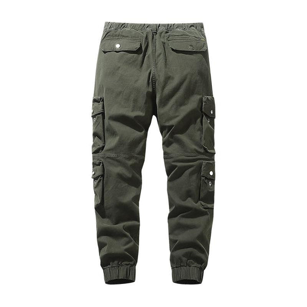 Men's Solid Color Multi-pocket Elastic Waist Cargo Pants 60235637Z