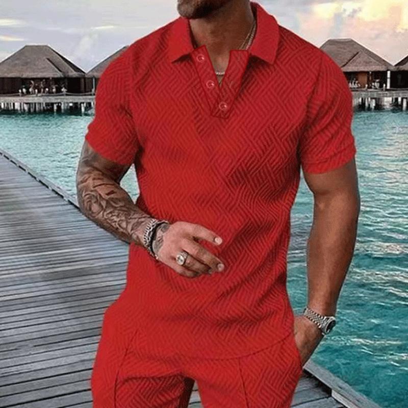 Men's Casual Solid Color Lapel Short Sleeve Polo Shirt 94739982Y