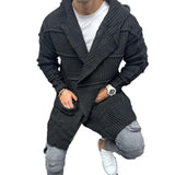 Men's Solid Color Thick Knit Hooded Twist Knit Cardigan 43760637X