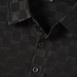 Men's Casual Plaid Jacquard Lapel Short-sleeved Polo Shirt 56489183X