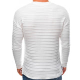 Men's Retro Solid Color Striped Jacquard Round Neck Long Sleeve Sweater 78402890Y