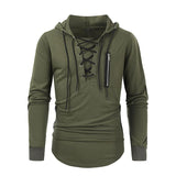 Men's Casual Solid Color Collared Zipper Pocket Long Sleeve Hoodie 56474695M