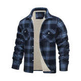 Men's Classic Casual Long Sleeve Lapel Plaid Plush Jacket 73860212K