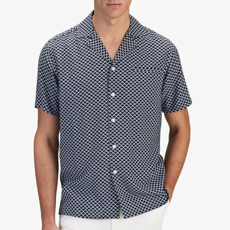 Men's Casual Plaid Print Lapel Short Sleeve Shirt Loose Shorts Set 48122705M