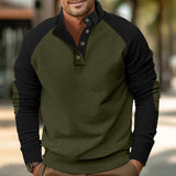Men's Colorblock Corduroy Stand Collar Raglan Sleeve Sweatshirt 72139133Z