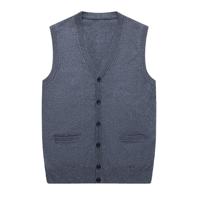 Men's Casual Solid Color Knitted Cardigan Vest 96080419X