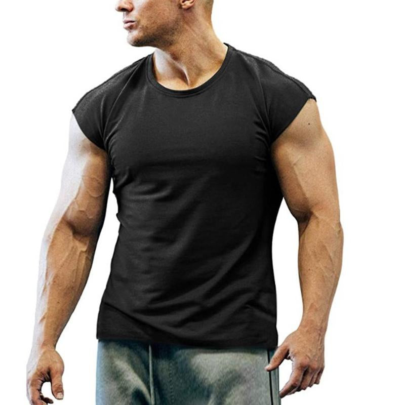 Men's Casual Round Neck Solid Color Sleeveless Tank Top 26872541M