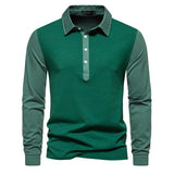 Men's Color Block Lapel Long Sleeve Polo Shirt 61674774Z