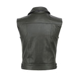 Men's Solid Color Zipper Faux Leather Lapel Vest 07099993U