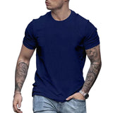 Men's Round Neck Solid Color Casual Short-sleeved T-shirt 96990283X