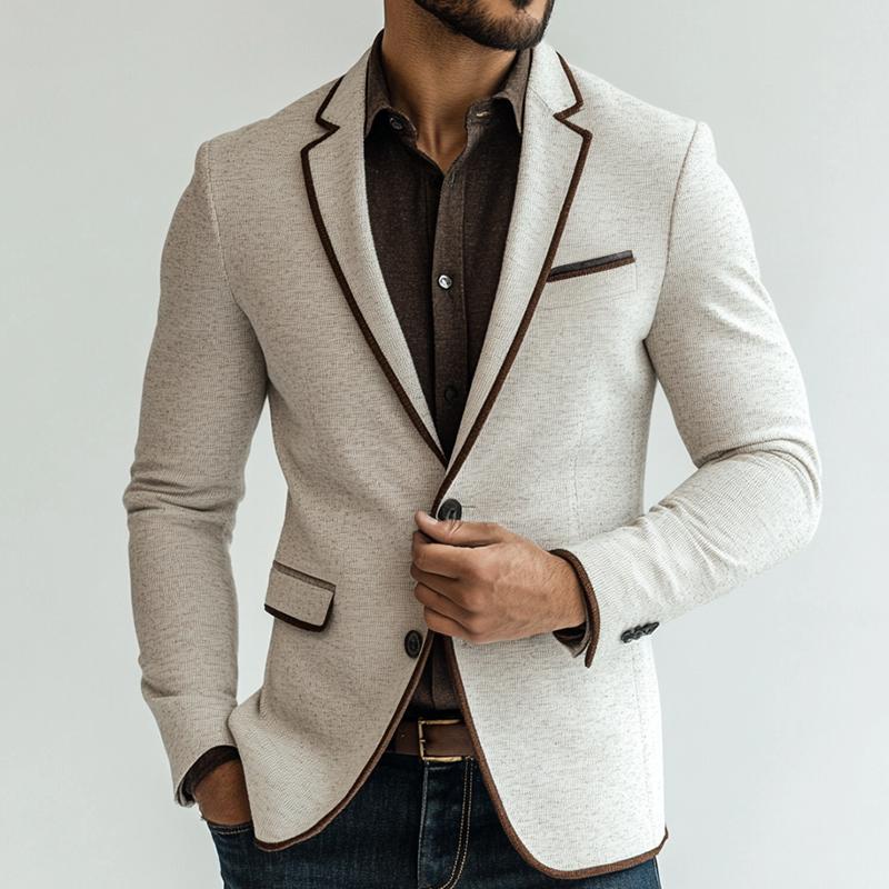 Men's Retro Casual Splicing Single Breasted Blazer 09362090TO