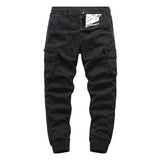 Men's Solid Color Multi-pocket Elastic Waist Cargo Pants 08464355Z