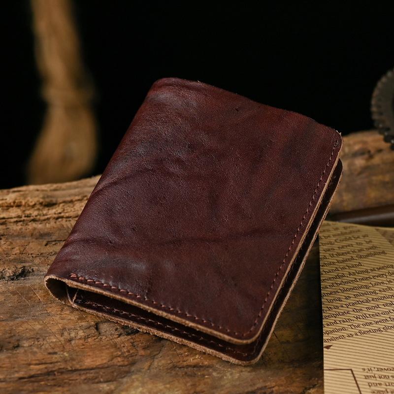 Men's Vintage Top Layer Cowhide Distressed Wrinkled Wallet 38909310U