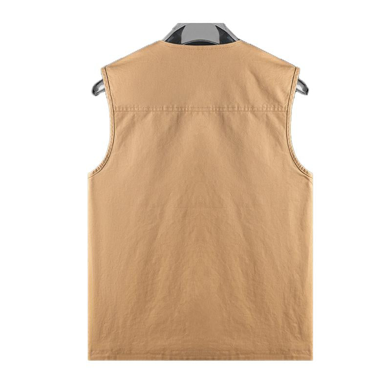 Men's Solid Color Cotton Single Breasted Vest 93310964Y