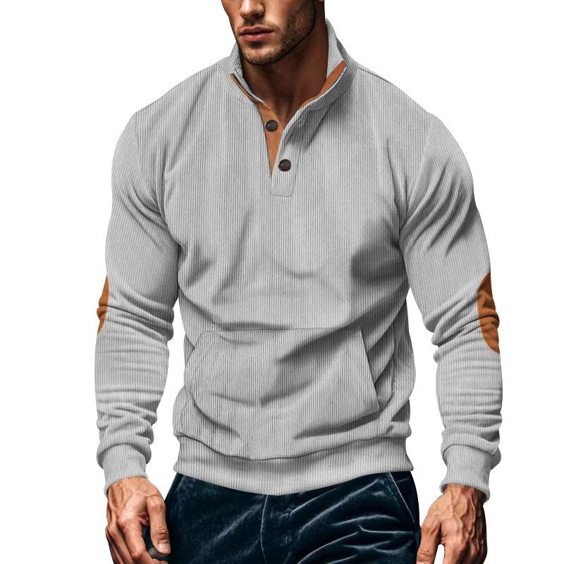 Men's Casual Stand-up Collar Kangaroo Pocket Loose Long-sleeved Sweatshirt 72785647M