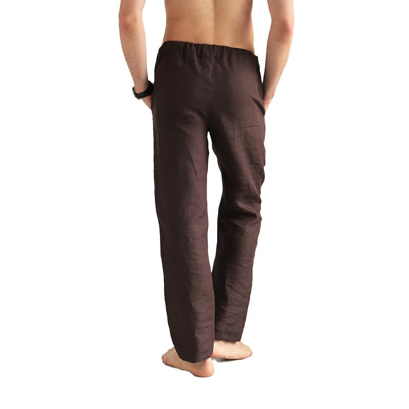 Men's Vacation Casual Elastic Cotton and Linen Pants 95043046X