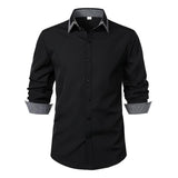 Men's Long Sleeve Solid Color Lapel Stretch Shirt 17178751X