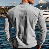 Men's Corduroy Henley Collar Slim Fit Long Sleeve T-Shirt 36018510Y