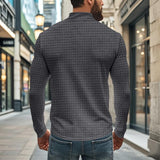 Men's Retro Long Sleeve Half Zip Plaid Stand Collar Sweatshirt 70936142X