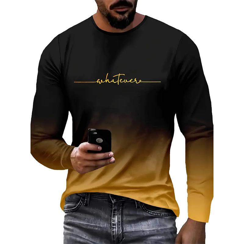 Men's Gradient Printed Casual Fashion Long Sleeve T-shirt 50880878X