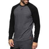 Men's Round Neck Long Sleeve Casual Color Block Pullover T-shirt 89657764X