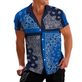 Men's Vintage Color Block Perris Cashew Flower Short Sleeve Shirt 41920550TO