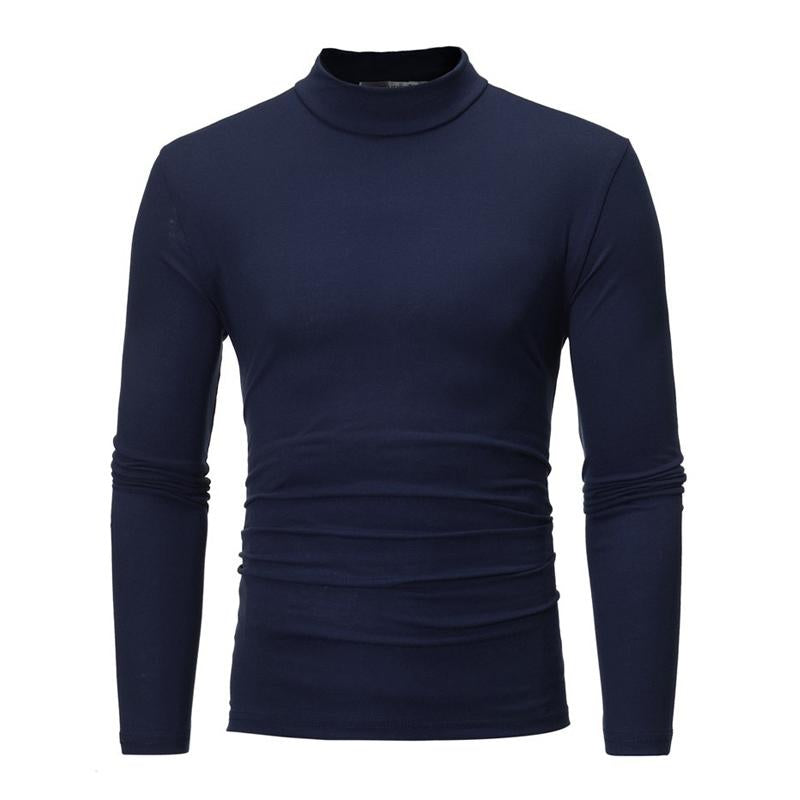 Men's Solid Color Half Turtle Neck Long Sleeve T-Shirt 91291121X