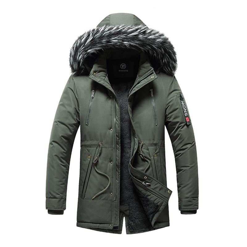 Men's Casual Outdoor Hooded Fleece Zipper Warm Workwear Coat 45840671M