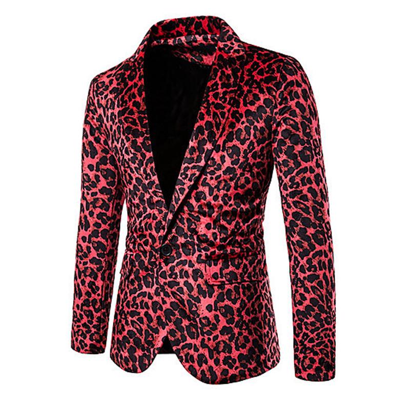 Men's Leopard Print Single Button Blazer 98661062X