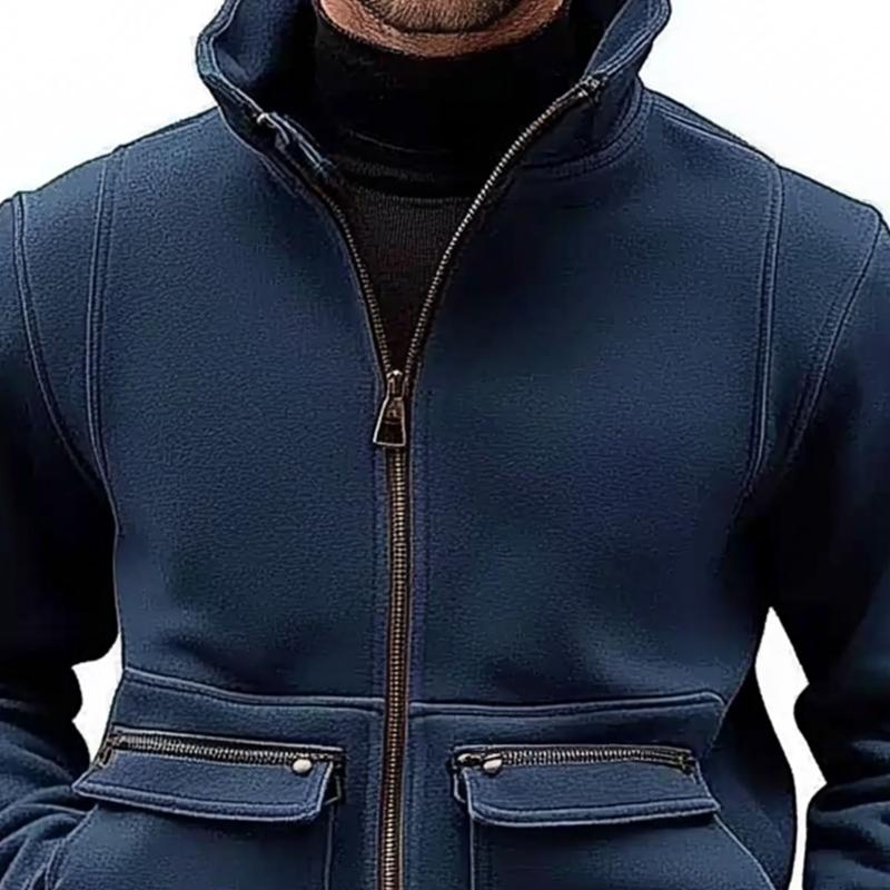 Men's Solid Collar Zip-Up Jacket 28555423U