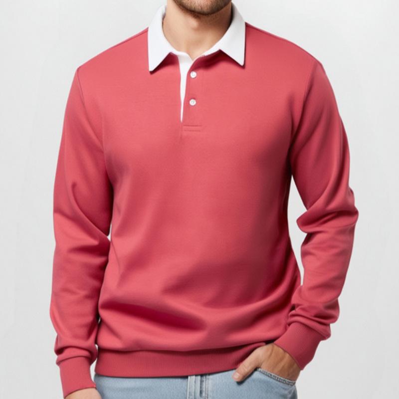 Men's Classic Casual Long Polo Neck Long Sleeve Sweatshirt 42878235K