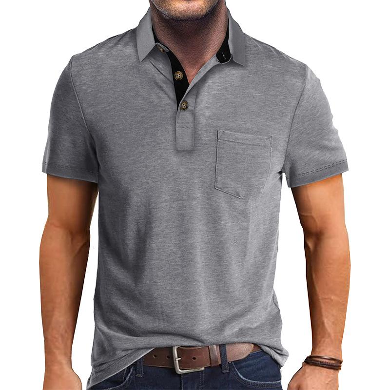 Polo informal de manga corta con bolsillo de parche y solapa para hombre 55322301M